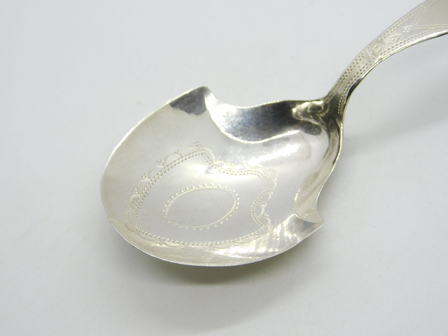 George III Sterling Silver Bright Cut Tea Caddy Spoon Antique 1795 Birmingham