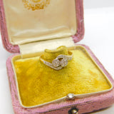 18ct Yellow Gold & 0.2ct Diamond Platinum Set Crossover Ring c1930 Art Deco