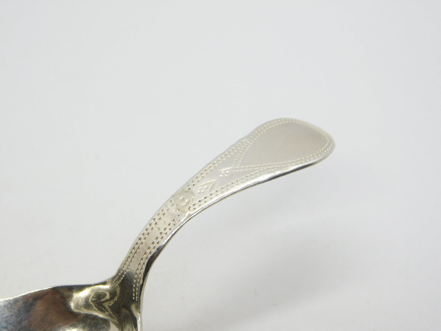 George III Sterling Silver Bright Cut Tea Caddy Spoon Antique 1795 Birmingham