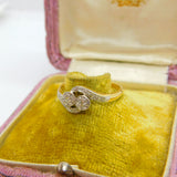 18ct Yellow Gold & 0.2ct Diamond Platinum Set Crossover Ring c1930 Art Deco