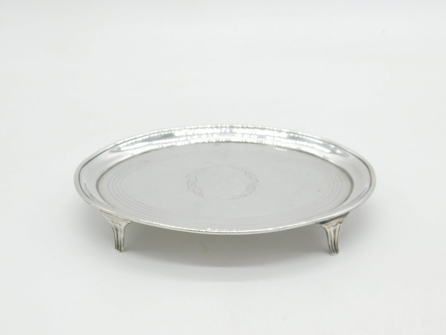 George III Sterling Silver Beaded Teapot Stand Antique 1799 London