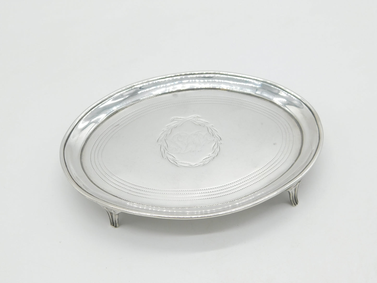 George III Sterling Silver Beaded Teapot Stand Antique 1799 London