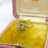 18ct Yellow Gold & 0.2ct Diamond Platinum Set Crossover Ring c1930 Art Deco