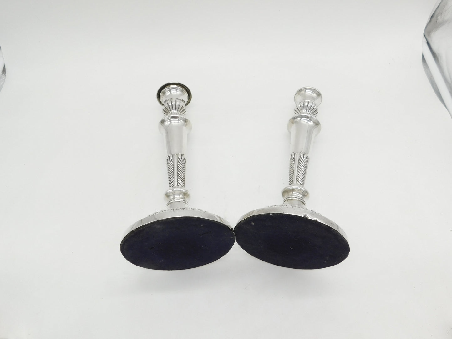 George III Pair of Sterling Silver Crested Candlesticks Antique 1814 Sheffield Thomas Blagden & Co.