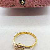 18ct Yellow Gold & 0.2ct Diamond Platinum Set Crossover Ring c1930 Art Deco