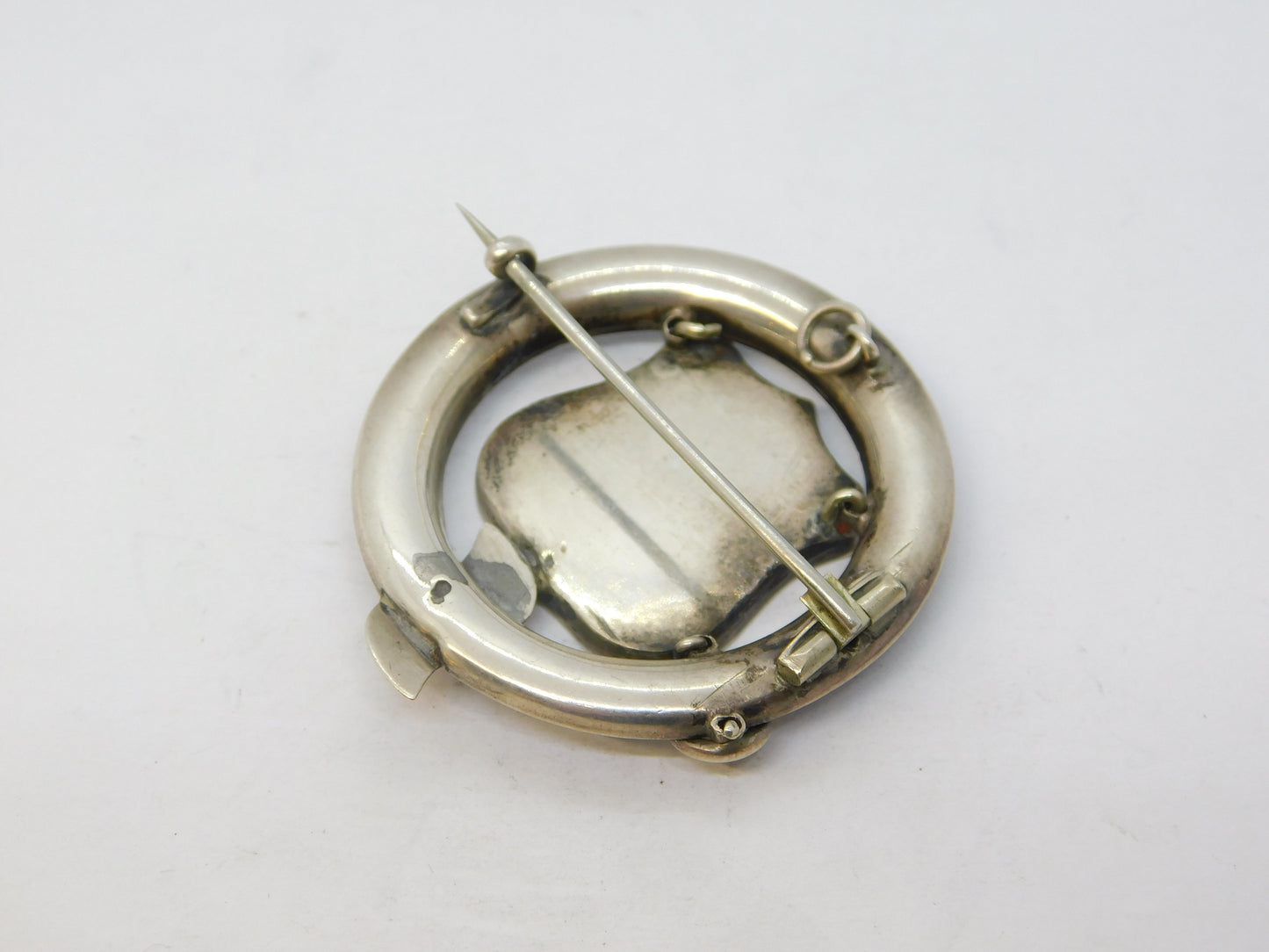 Victorian Scottish Sterling Silver, Bloodstone & Agate Buckle Brooch Antique c1860