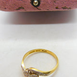 18ct Yellow Gold & 0.2ct Diamond Platinum Set Crossover Ring c1930 Art Deco