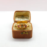 Victorian 18ct Gold, Diamond & Ruby Boat or Gypsy Ring 1889 Antique Birmingham