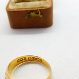 Victorian 18ct Gold, Diamond & Ruby Boat or Gypsy Ring 1889 Antique Birmingham