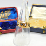 9ct Yellow Gold, Fire Opal & Sapphire Boat Ring Vintage 1979 Birmingham