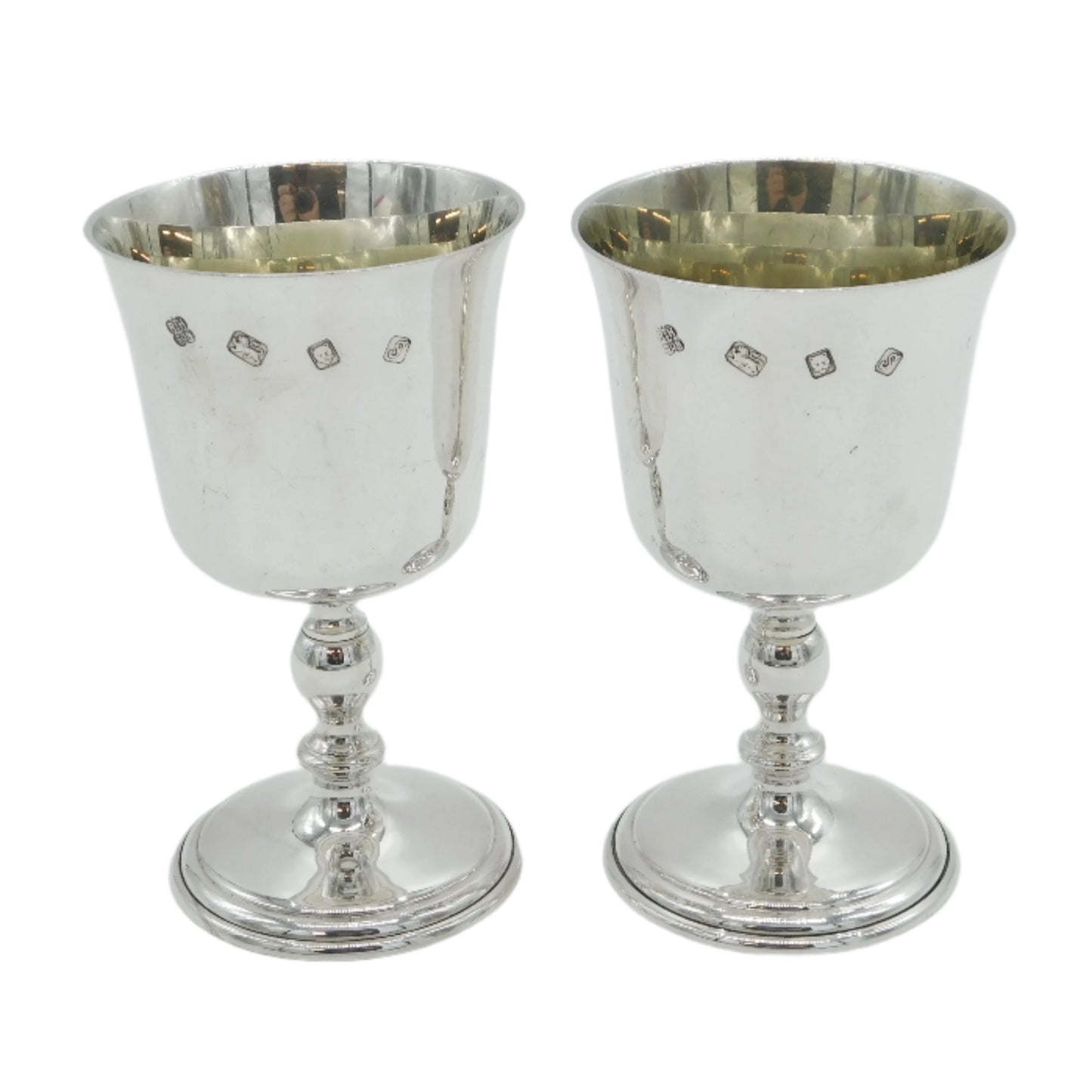 Pair of Sterling Silver Wine Goblets Chalices Vintage 1973 London