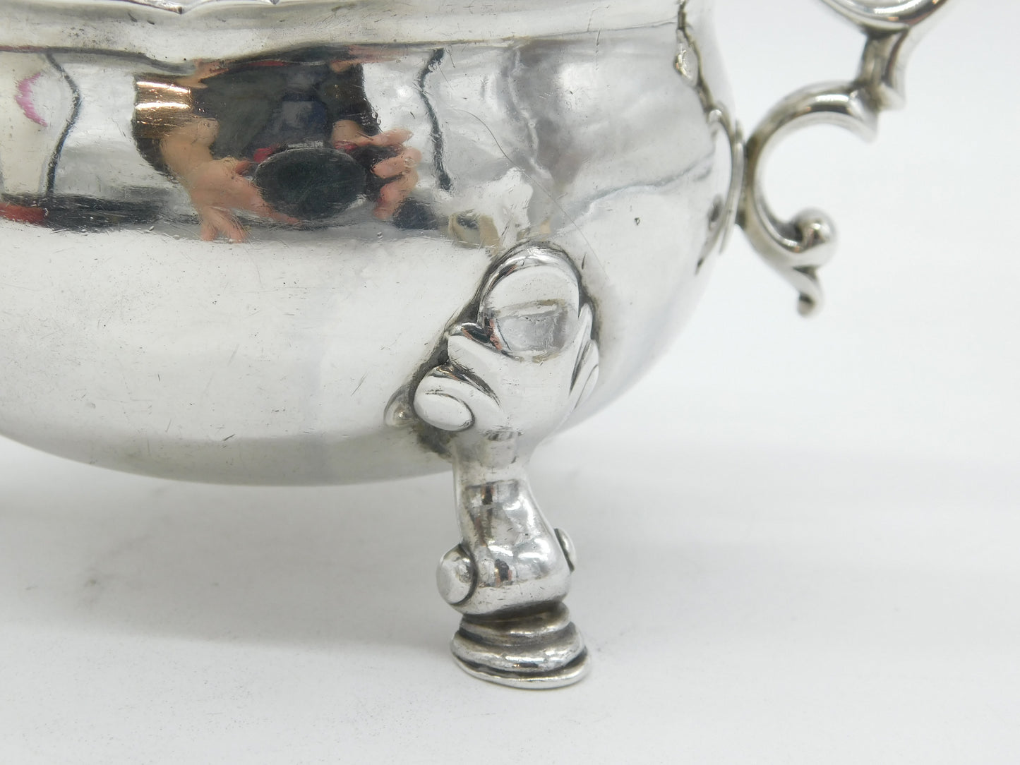 George II Sterling Silver Crested Paw Foot Sauce Boat Antique 1742 London