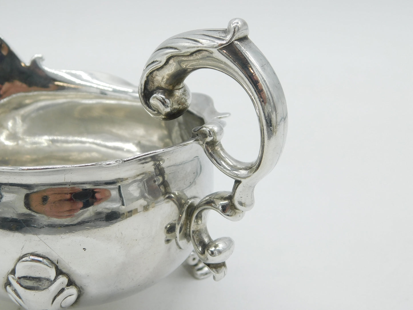 George II Sterling Silver Crested Paw Foot Sauce Boat Antique 1742 London