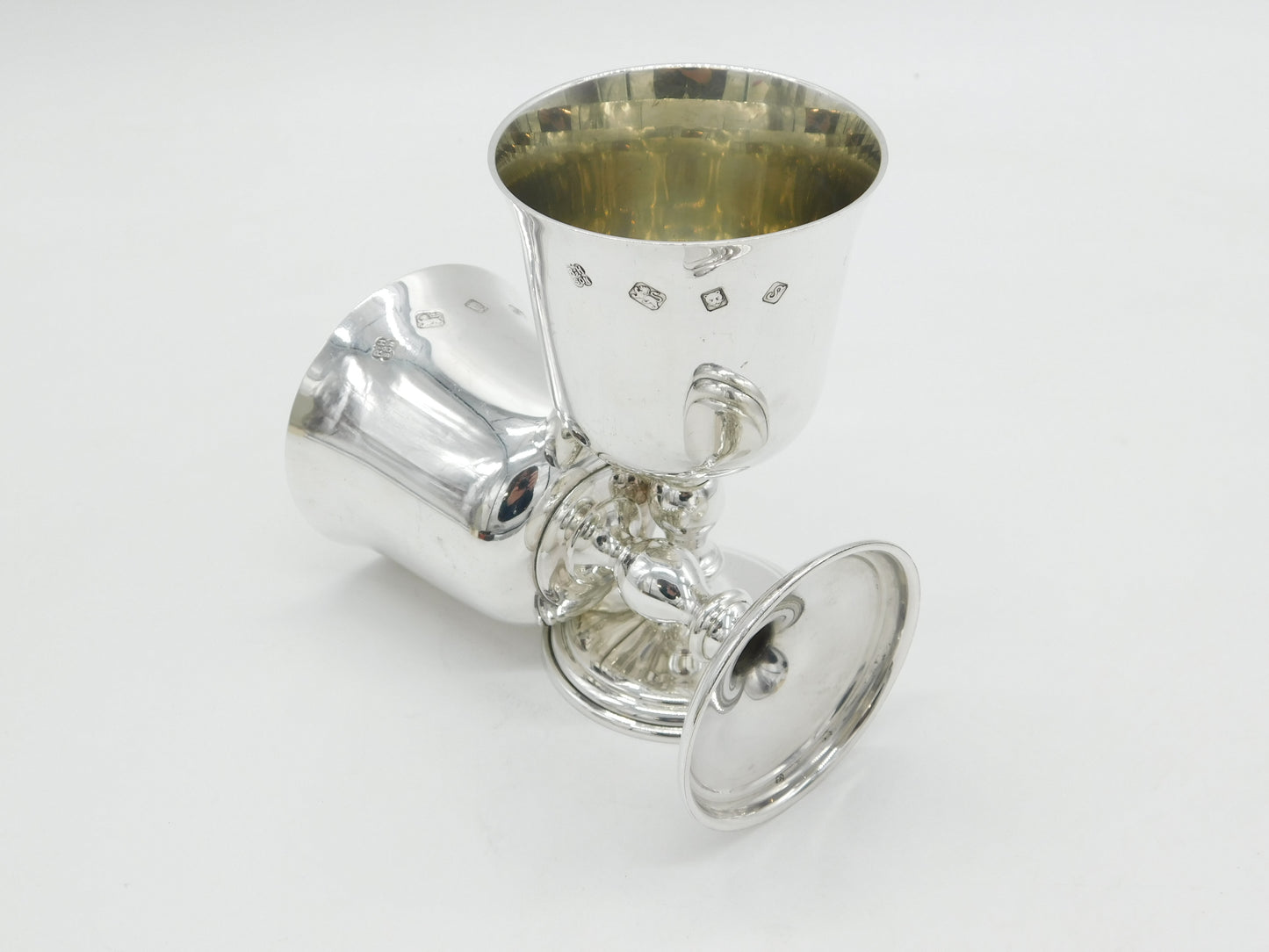 Pair of Sterling Silver Wine Goblets Chalices Vintage 1973 London
