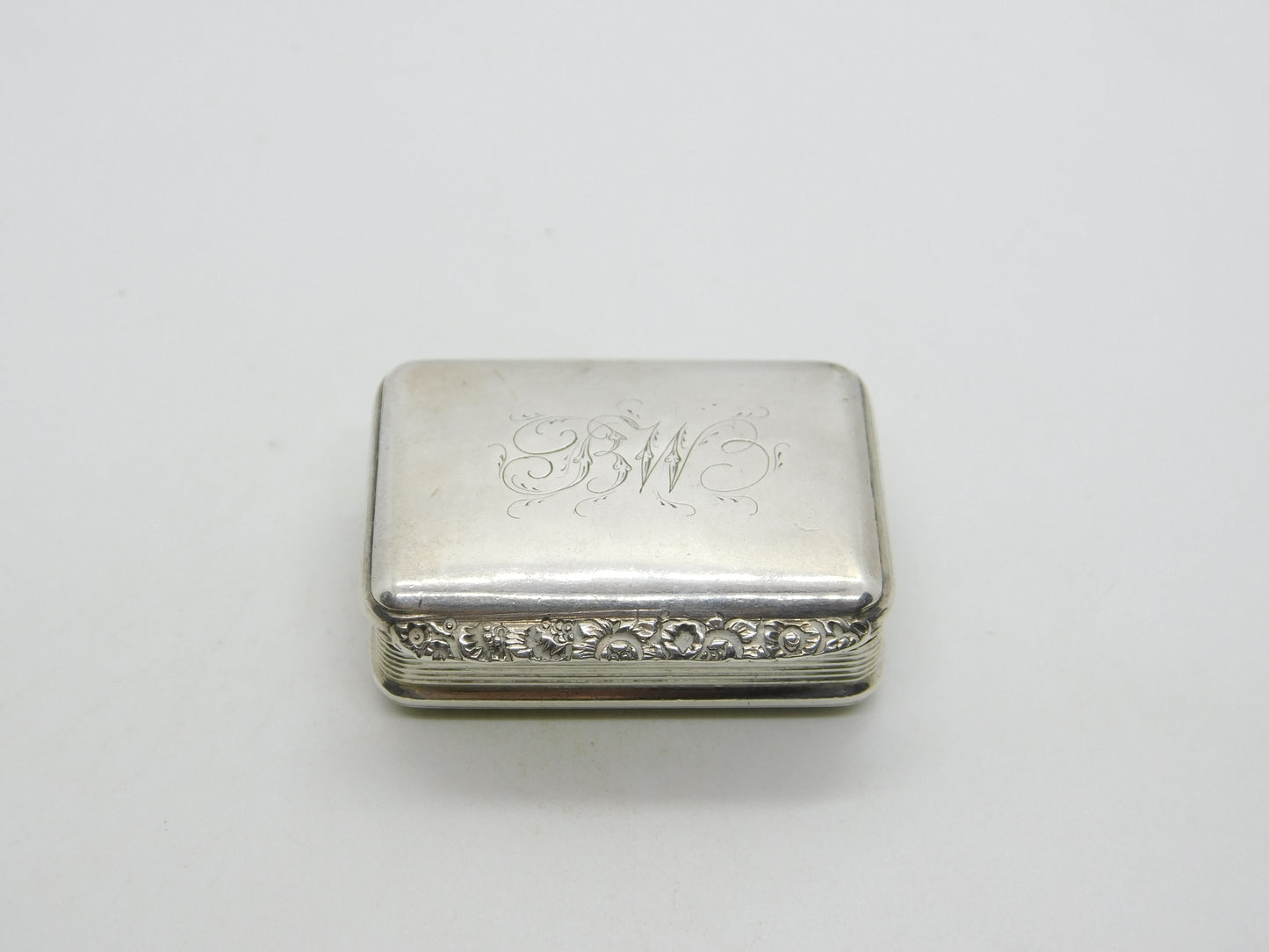 George III Sterling Silver Floral Pattern Vinaigrette Antique 1818 Birmingham