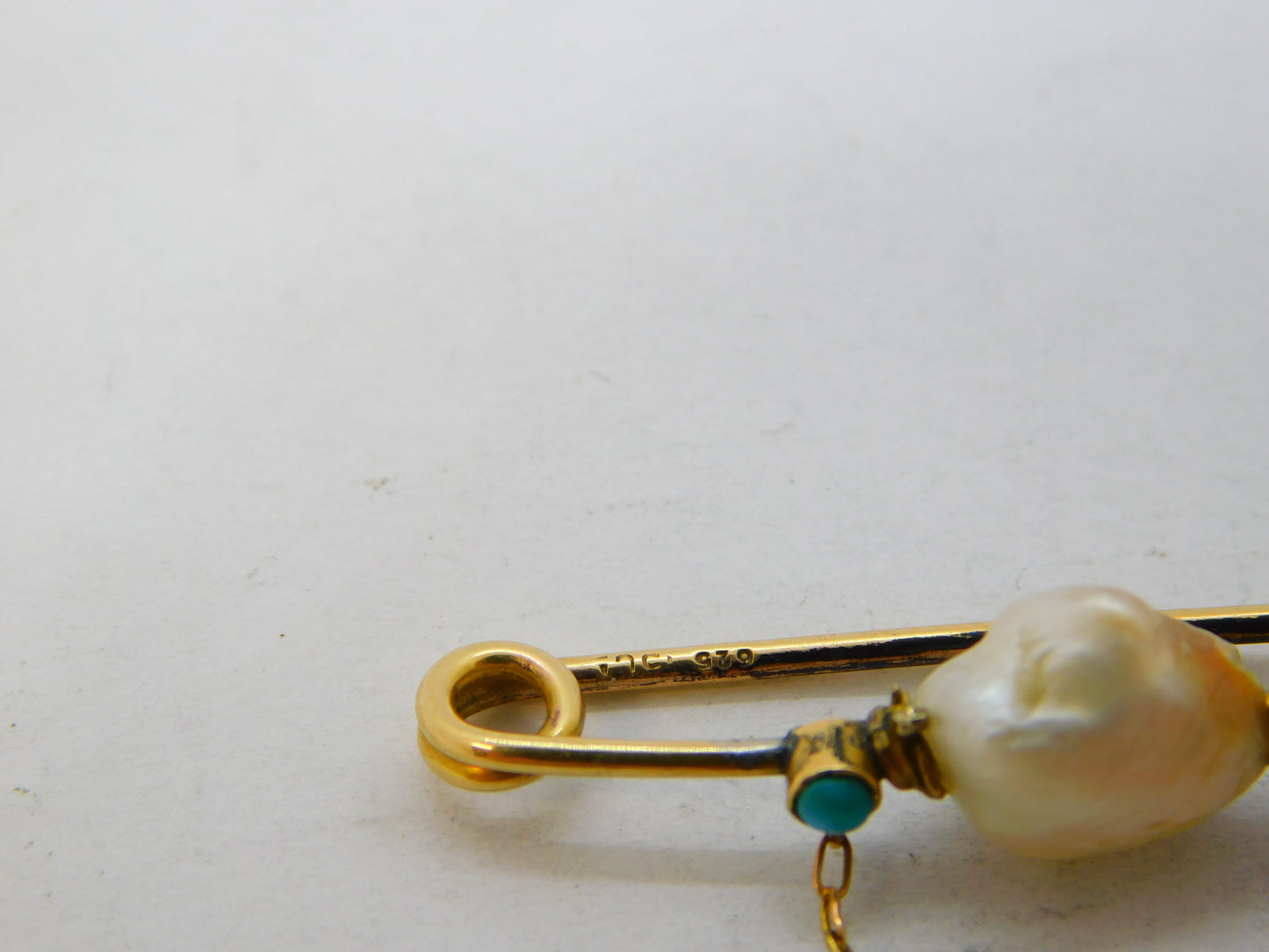 Victorian 15ct Gold, Turquoise, Pearl, Carved Coral Flower Brooch Antique c1880