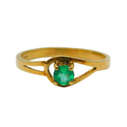 20th Century 18ct Gold & 0.2ct Cushion Cut Emerald Dress Ring Antique c1930