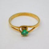 20th Century 18ct Gold & 0.2ct Cushion Cut Emerald Dress Ring Antique c1930