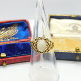 9ct Yellow Gold & Cabochon Fire Opal Modernist Ring Vintage c1970