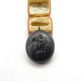 Victorian Carved Vulcanite Mourning Cameo Locket Pendant Antique c1880