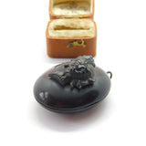 Victorian Carved Vulcanite Mourning Cameo Locket Pendant Antique c1880