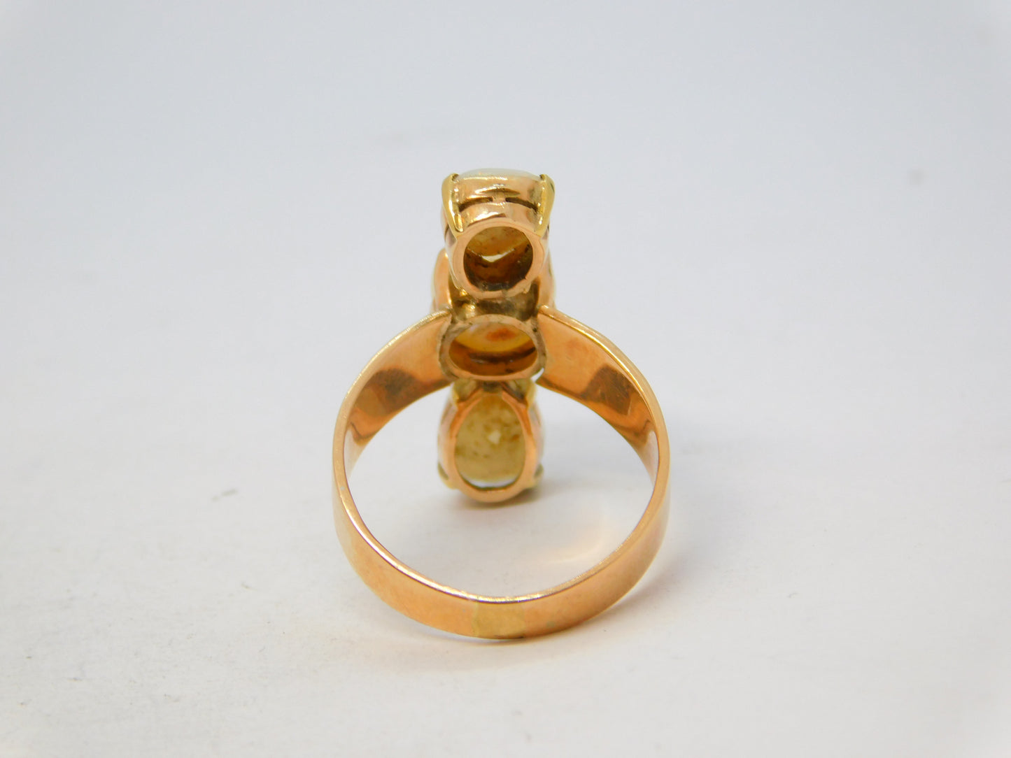Victorian 15ct Yellow Gold, White Opal & Pearl Set Statement Ring Antique c1880