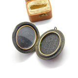 Victorian Carved Vulcanite Mourning Cameo Locket Pendant Antique c1880