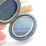 Victorian Carved Vulcanite Mourning Cameo Locket Pendant Antique c1880