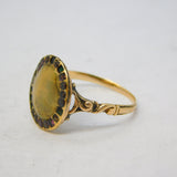 George III 15ct Yellow Gold, Moss Agate, Garnet Dress Ring Antique c1780