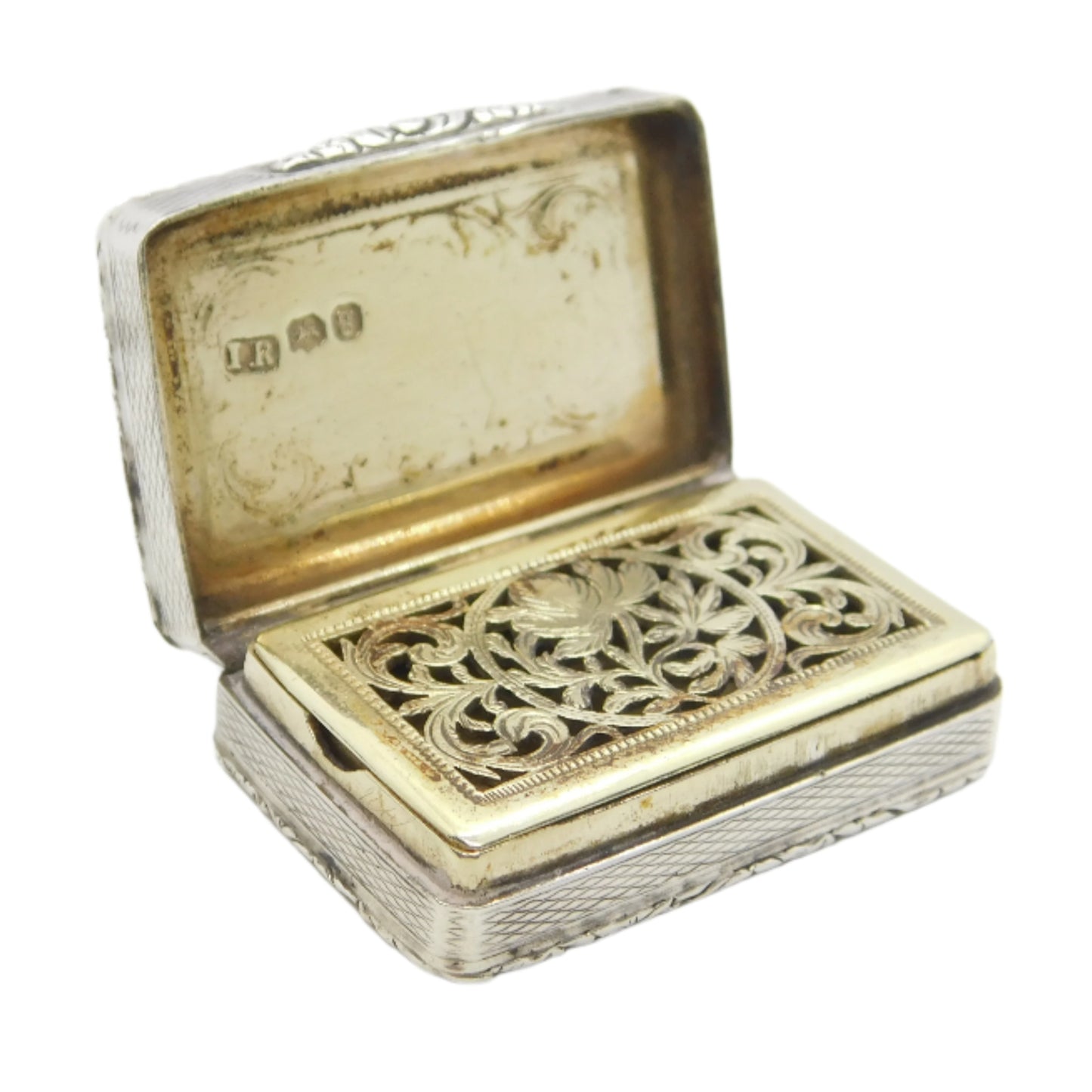 George IV Sterling Silver Floral Pattern Vinaigrette Antique 1822 London