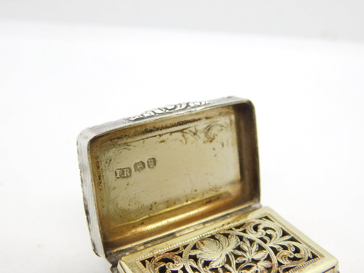 George IV Sterling Silver Floral Pattern Vinaigrette Antique 1822 London