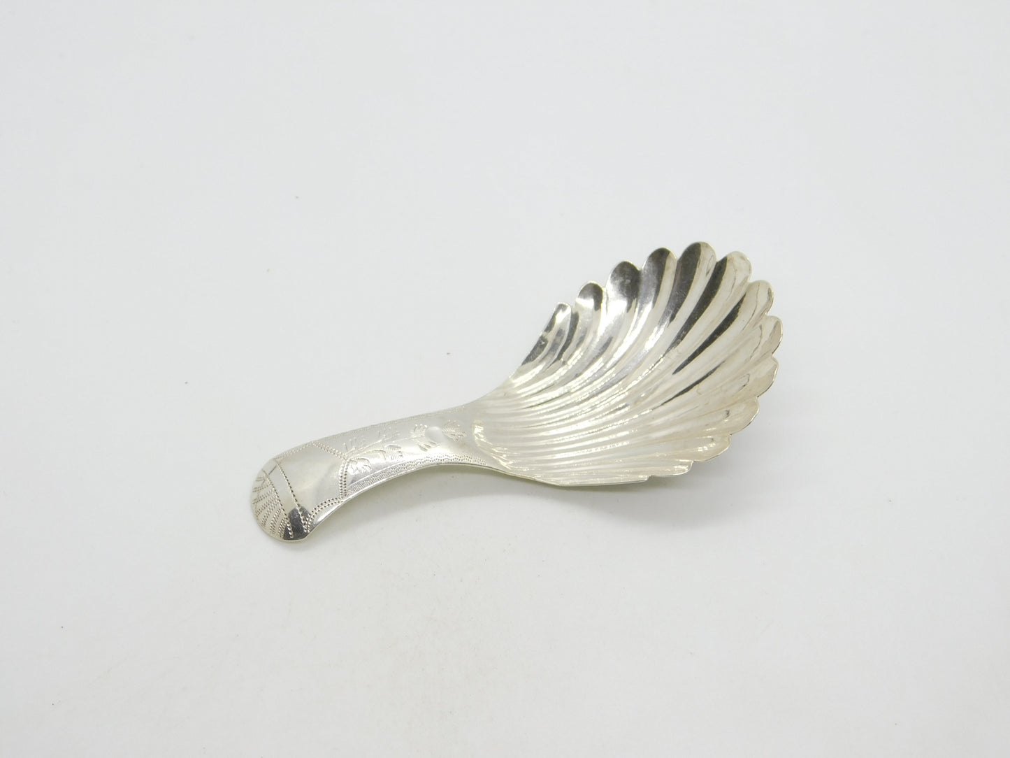 William IV Sterling Silver Bright Cut Tea Caddy Spoon Antique 1832 Birmingham