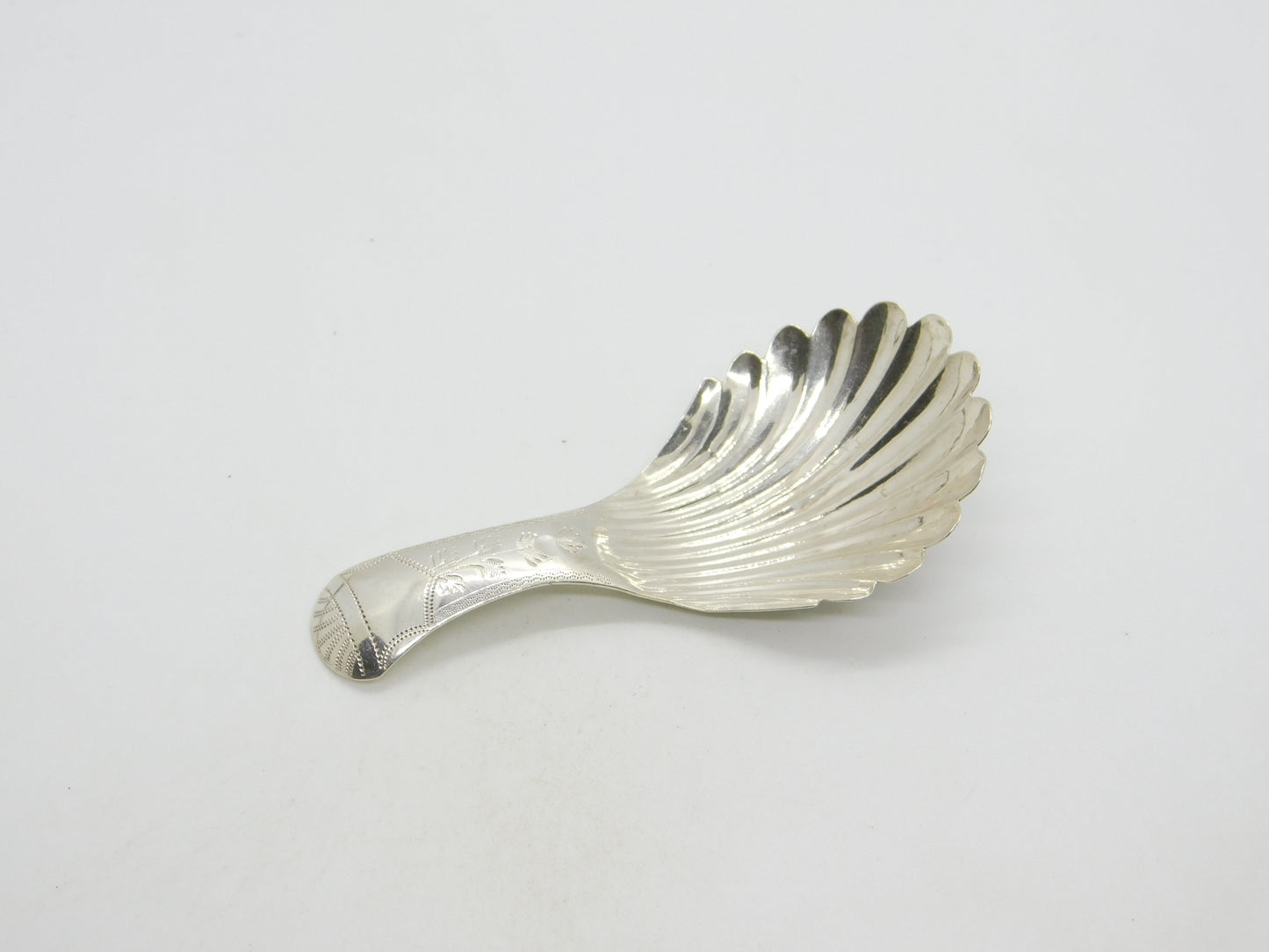 William IV Sterling Silver Bright Cut Tea Caddy Spoon Antique 1832 Birmingham