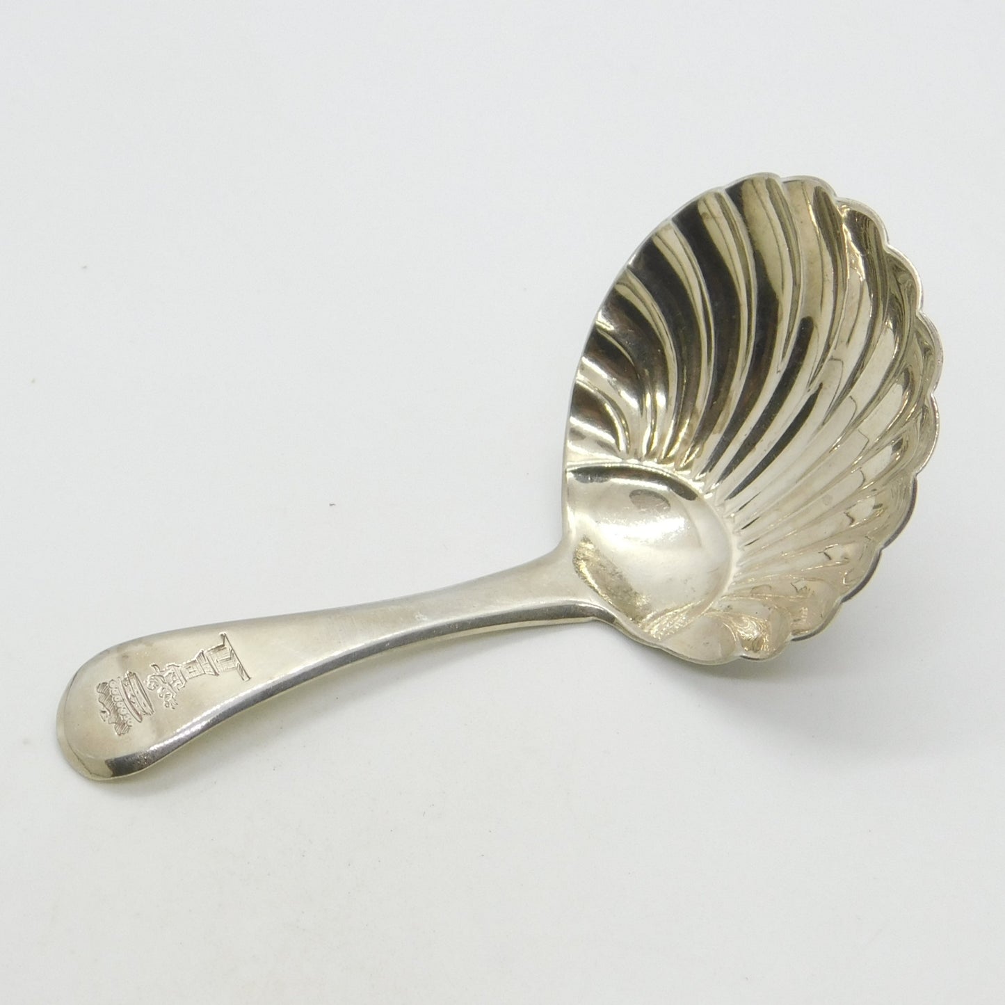 George III Sterling Silver Regal Crest Tea Caddy Spoon Antique 1801 London