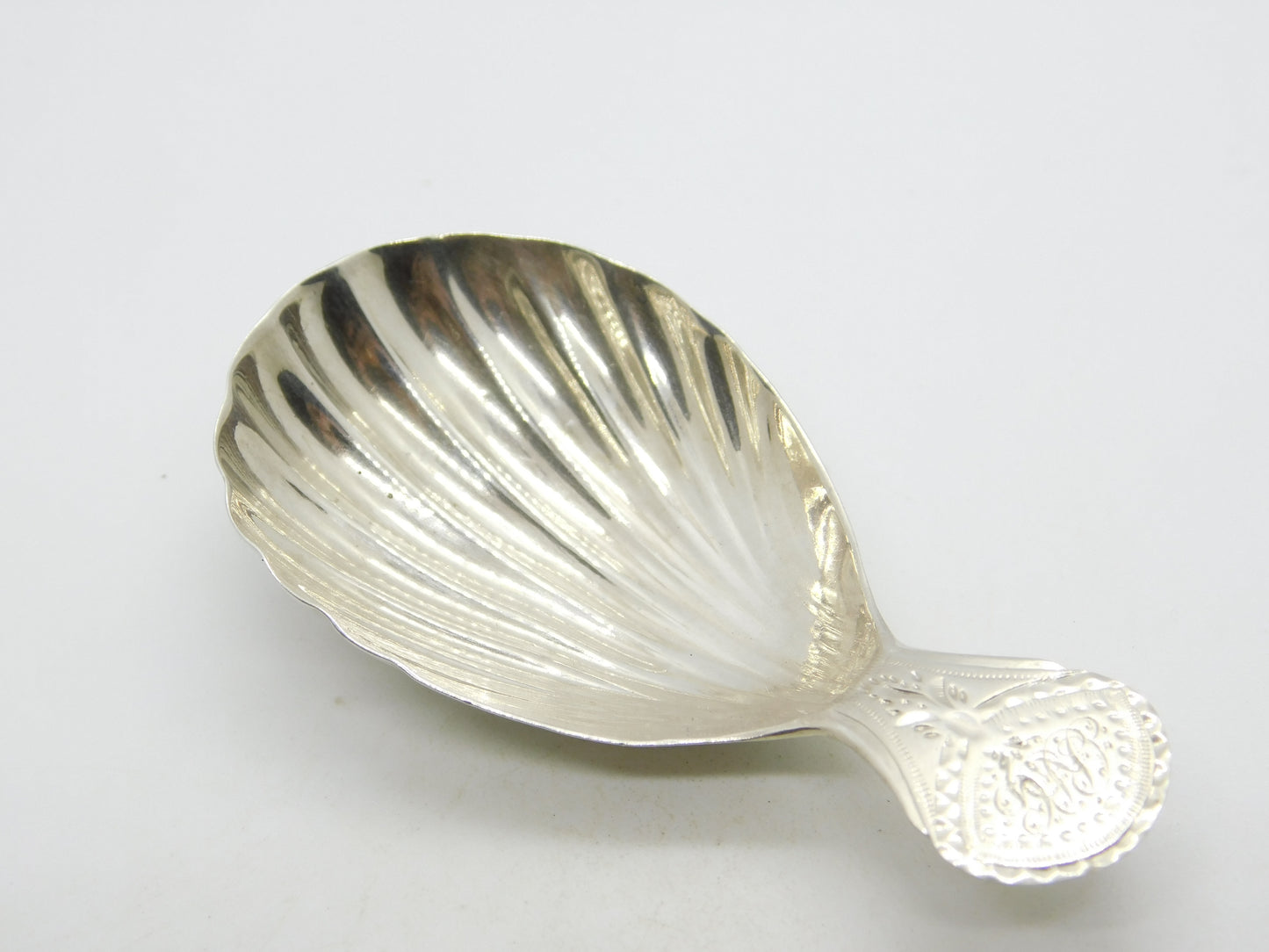 George III Sterling Silver Shell Bowl Tea Caddy Spoon Antique 1794 London