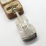 Silver Plated Novelty Violin Classical Vesta Case Antique c1920 Art Deco