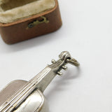 Silver Plated Novelty Violin Classical Vesta Case Antique c1920 Art Deco