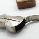 Silver Plated Novelty Violin Classical Vesta Case Antique c1920 Art Deco