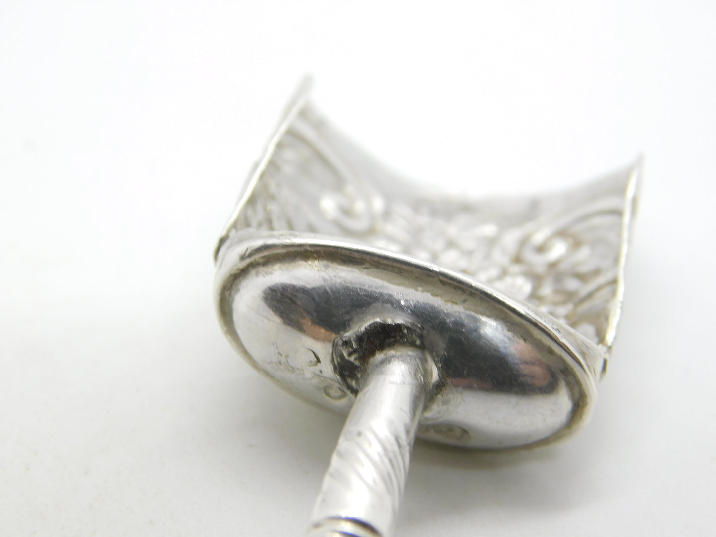 George III Sterling Silver Mother of Pearl Floral Tea Caddy Spoon Antique 1813 Birmingham