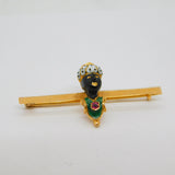 19th Century 15ct Gold, Enamel & Ruby Set 'Blackamoor' Brooch Antique c1860