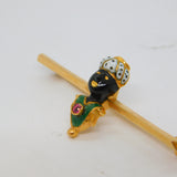 19th Century 15ct Gold, Enamel & Ruby Set 'Blackamoor' Brooch Antique c1860