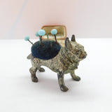 Silver Plated Novelty Bulldog Sewing Pin Cushion Antique c1920 Art Deco