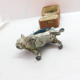 Silver Plated Novelty Bulldog Sewing Pin Cushion Antique c1920 Art Deco