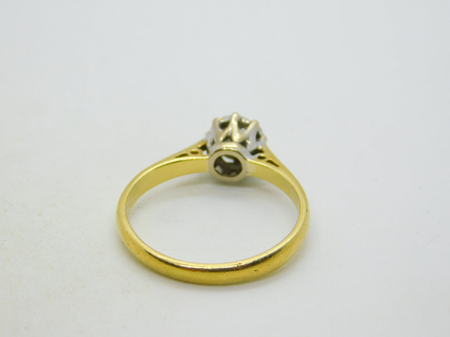 18ct Yellow Gold & 0.25ct Brilliant Cut Diamond Solitaire Ring Vintage 1992 Birmingham