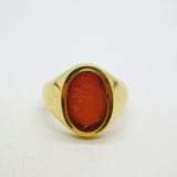 18ct Yellow Gold Carnelian Agate Centurion Intaglio Signet Ring Vintage 1968 London