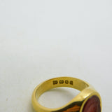 18ct Yellow Gold Carnelian Agate Centurion Intaglio Signet Ring Vintage 1968 London
