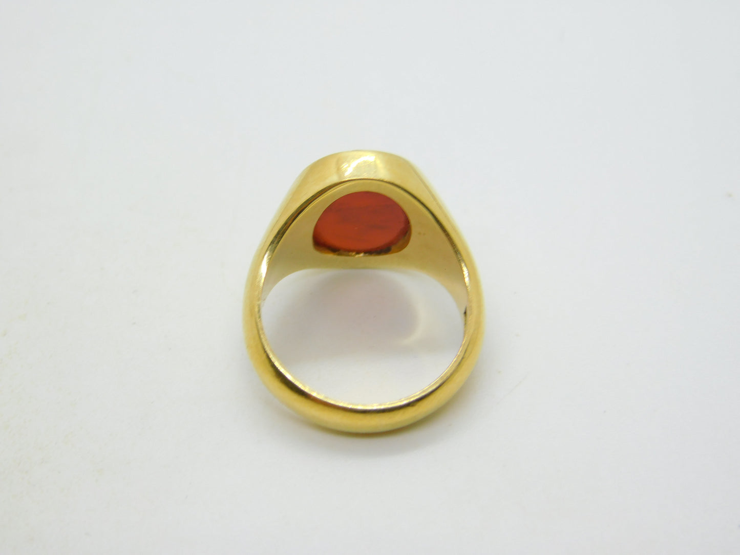 18ct Yellow Gold Carnelian Agate Centurion Intaglio Signet Ring Vintage 1968 London