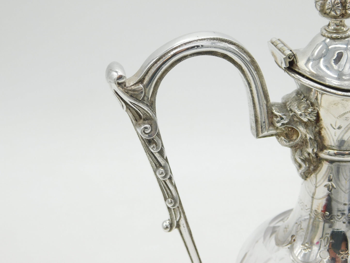 19th Century Silver Plated Etched Glass Lion & Swan Claret Jug Antique c1860