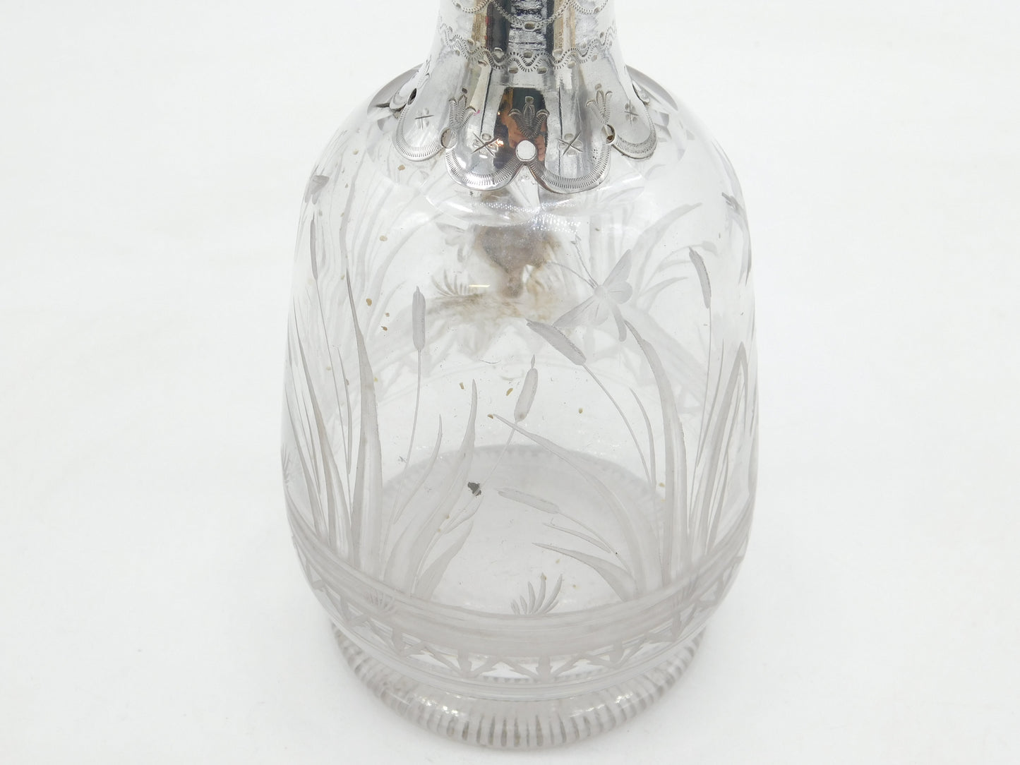 19th Century Silver Plated Etched Glass Lion & Swan Claret Jug Antique c1860