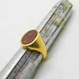 18ct Yellow Gold Carnelian Agate Centurion Intaglio Signet Ring Vintage 1968 London